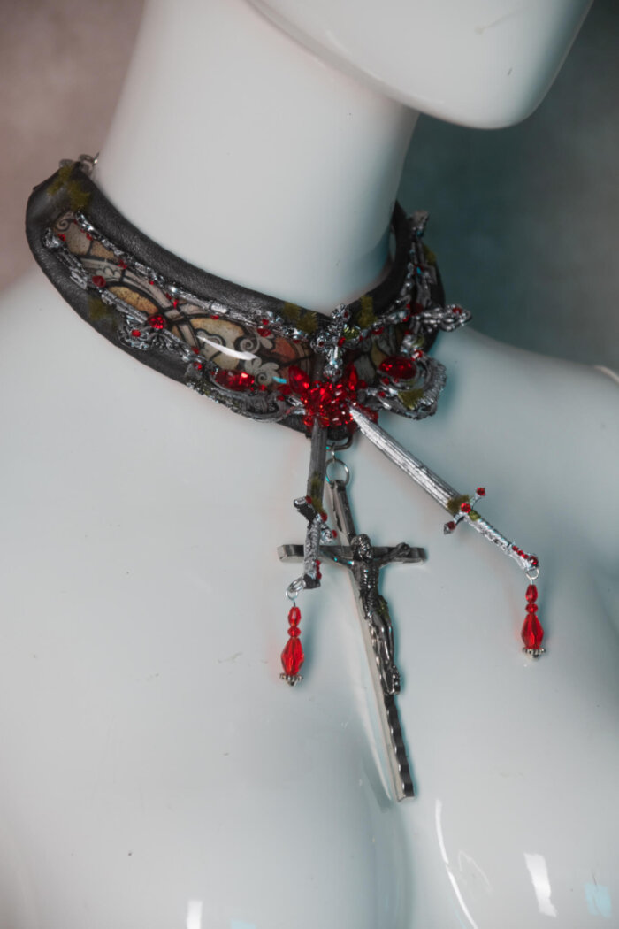candy makeup artist - stained glass choker silver