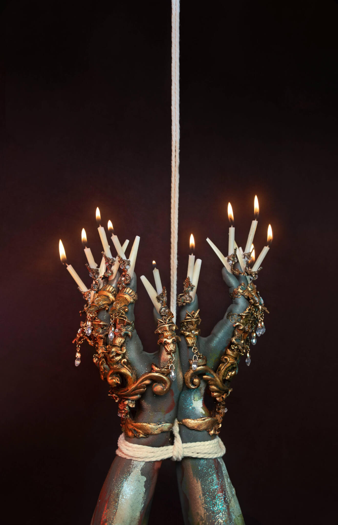 Candle holder hand jewelry - candy makeup artist