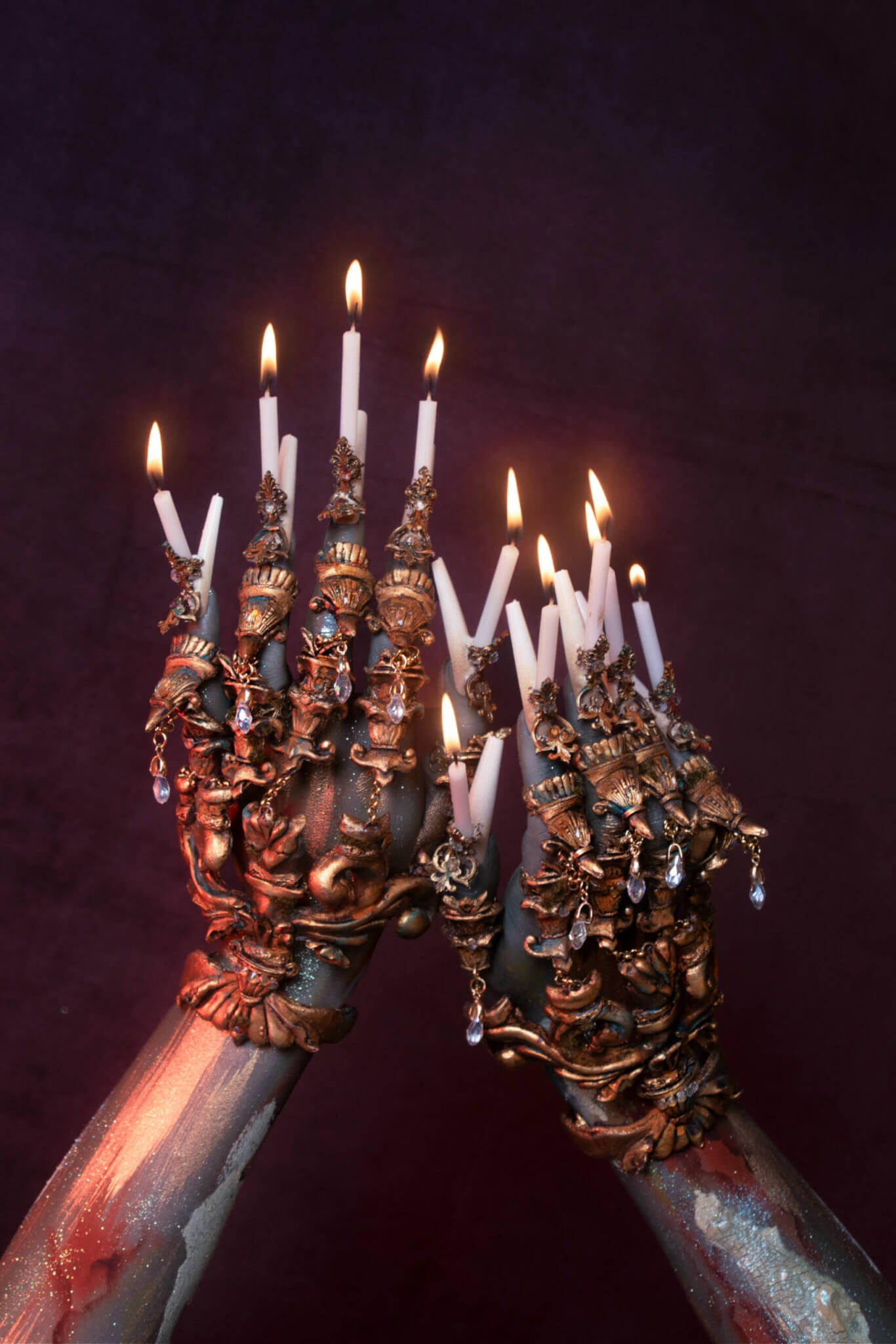 Candle holder hand jewelry - candy makeup artist