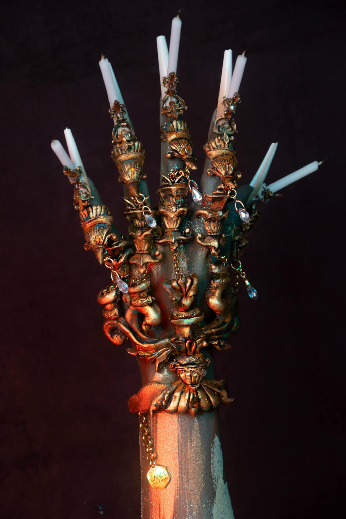 Candle holder hand jewelry - candy makeup artist
