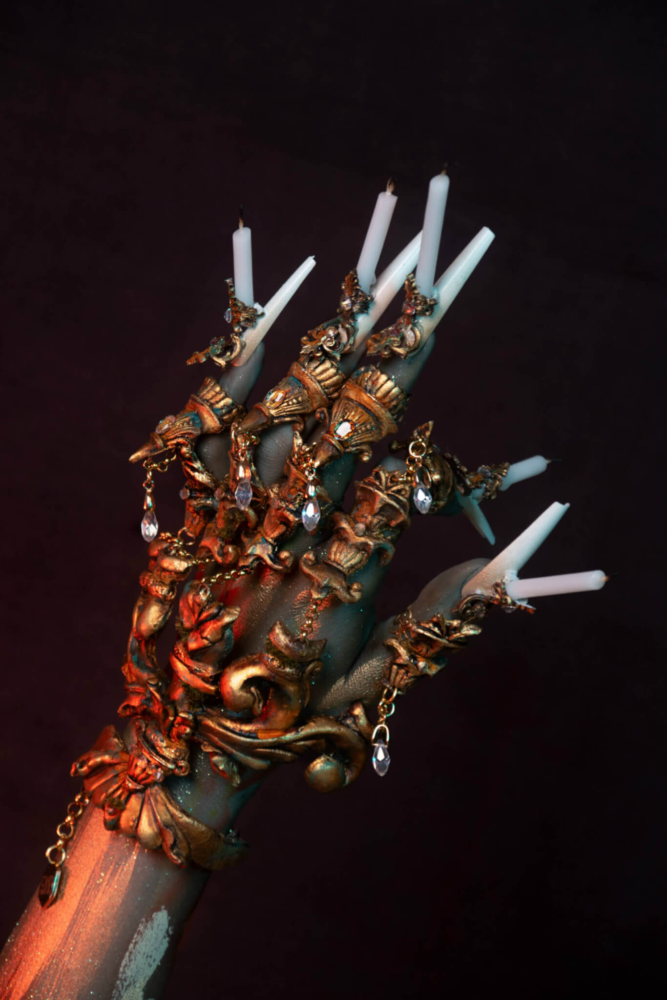 Candle holder hand jewelry - candy makeup artist